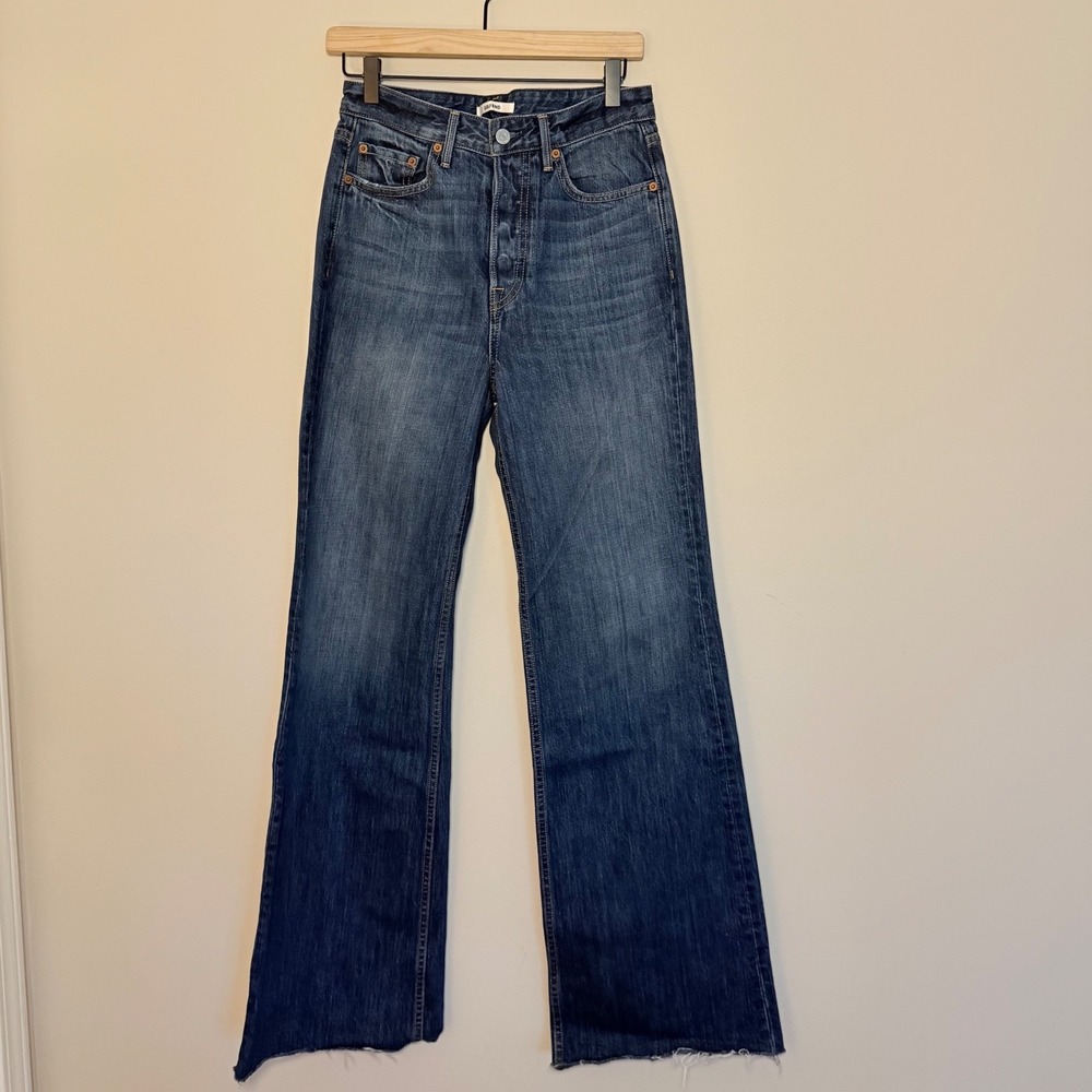 GRLFRND The Carla High Rise Dark Wash Denim Jeans Organic Cotton SZ 27 Fray